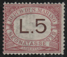 SAN MARINO 1887/919 - Yvert #8 (Taxas) - MLH * - Segnatasse