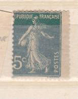 FRANCE N° 137 5C VERT SEMEUSE CAMEE PIQUAGE DECALE NEUF AVEC CHARNIERE - Ungebraucht