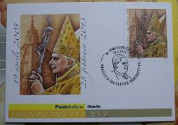 ITALY 2013 - OFFICIAL MAXICARD OF ITALIAN POSTAL SERVICE IN HONOR OF THE END OF PONTIFICATE POPE BENEDICT - Maximumkaarten