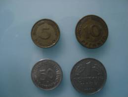 Lot De 4 Pieces De 5 10 50 Pfenning Et De 1mark - Other & Unclassified