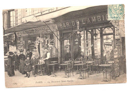 CPA Café " Bar De L'ambic"  Paris 29 Bd St Martin Début 1900 , Une Librairie " A La Maison Nouvelle" - Arrondissement: 03