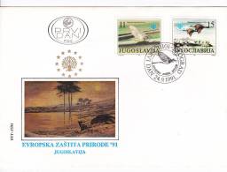 EVROPSKA ZASTITA PRIRODE, BIRD, COVER, FDC, 1991, YUGOSLAVIA - FDC