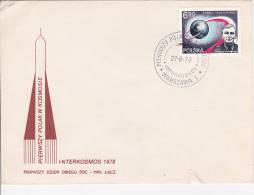 SPACE, ROCKET, INTERKOSMOS, PIERWSKY POLAK W.KOSMOSLE, COVER, FDC, 1979, POLAND - FDC