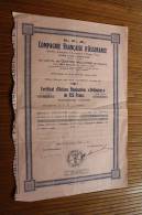 20 Mars 1944 C.F.A. Compagnie Française D´assurance à Prime Fixe TITRE -certificat ACTION Nominative"ordinaire "125 Fr - Bank & Insurance