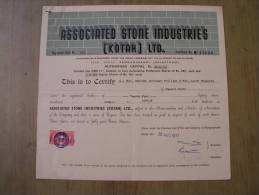 Associated Stone Industries Kotah Ltd 1977 Scarce Hard To Get Share Certificate India - Industrie