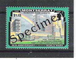 MONTSERRAT, 1995:First Atomic Power Station/ Centrale Nucléaire ,Calder Hall GB,1956, Surchargé SPECIMEN, Neuf **, TTB ! - Atomo