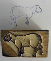 Ancien Tampon Scolaire Bois MOUTON - Animal Ecole Rubber Stamp Ship - Scrapbooking