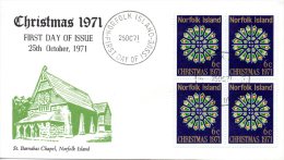 NORFOLK. N°127 X4  Sur Enveloppe 1er Jour (FDC) De 1971. Noël/Vitrail. - Vetri & Vetrate