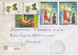 MARCOPHILIE, CONGO, Lettre Recom., 1984, Affranchissement Composé, BRAZZAVILLE, Papillon Foot Fleur  /3452 - Other & Unclassified