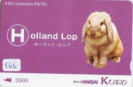 Carte Prépayée Japon * LAPIN (866) RABBIT * CARD JAPAN * KANINCHEN * KONIJN * CONEJO * KARTE  * HOLLAND LOP - Rabbits
