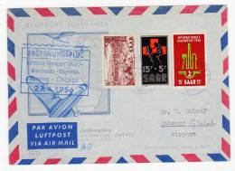 SARRE - LETTRE - VOL HAMBURG-CHICAGO  Du 27/4/1956 - Storia Postale