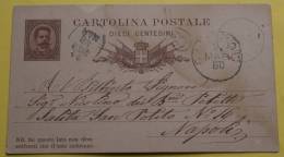 ITALIA 1880 - CARTOLINA POSTALE CENTESIMI 10 VIAGGIATA - Postwaardestukken