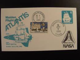 MAIDEN FLIGHT ATLANTIS SHIP SPACE SHUTTLE CONSEIL EUROPE COUNCIL OF EUROPE  TIRAGE LIMITE 50 Ex. LIMITED EDITION - Lettres & Documents