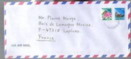 Lettre Cover Par Avion Via Air Mail Du Japon Japan Nippon Pour La France - CAD 4-10-1989 Ou 99 ? / 2 Tp Fleur & Canard - Briefe U. Dokumente