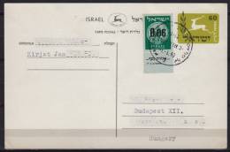 1960 ISRAEL - STATIONERY Postcard - USED - Hungary - Kirjat Jam - DEER - Cartas