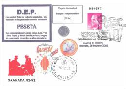 Sobre Entero Postal Edifil-8 Con Rara Sobreimpresión Privada 'ADIOS PESETA' - 1850-1931