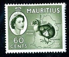 80A)  MAURITIUS 1954  SG.# 302ab Bronze Green  (*) - Mauricio (...-1967)