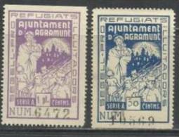 1964-SELLOS GUERRA CIVIL AGRAMUNT REFUGIADOS  50C+1 PTA AJUNTAMENT REFUGIATS,LOCALES,ALTO VALOR. SEAL CIVIL WAR REFUGEES - Republican Issues