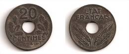 20 Centimes - Etat Français - Zinc - ETAT TTB - 1941 - G 321 - F 153-2 - 20 Centimes