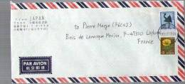 Lettre Cover Par Avion Via Air Mail Du Japon Japan Nippon Pour La France - CAD 23-06-1997 / 2 Tp Oiseau & Fleur - Cartas & Documentos