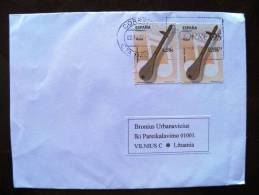 Cover Sent From Spain To Lithuania, 2012 Musical Instrument Music Rabel - Covers & Documents