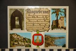 CP, 06, Roquebrune Cap Martin La Rue Moucollet Le Chateau Feodal Le Village Et Blason Editions Photoguy - Roquebrune-Cap-Martin