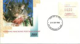 AUSTRALIA FDC POSSUM ANIMAL FRAMA 1 STAMP OF $0.37 POSTCODE:3000 VICTORIA DATED 28-09-1988 CTO SG? READ DESCRIPTION !! - Vignette [ATM]