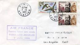 Première Liaison Air France S/s Escale Paris/Los Angeles Le 7/6/1968 - 1960-.... Cartas & Documentos