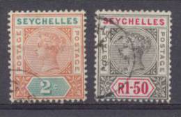 Seychelles 1897 - 1900  2c And 1r50 Grey And Carmine - Seychelles (...-1976)