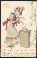 Joyeuses Pâques - Femme à Chapeau Avec Lapin - Braun, W.