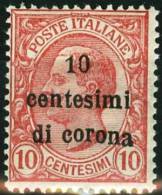 ITALIA, ITALY, TERRE REDENTE, TRENTO E TRIESTE, 1919, FRANCOBOLLO NUOVO (MLH*), Sassone 4 - Trentin & Trieste