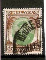 MALAYA JOHORE 1949 $5 TOP VALUE OF THE SET SG 147 FINE USED Cat £17 - Johore