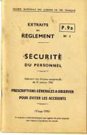 EXTRAITS DU REGLEMENT N 1   -  SECURITE DU PERSONNEL  -  1950 - Chemin De Fer & Tramway