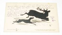 Carte Postale Silhouette - Chasse - Chien - Cerf - Siluette