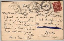 Postmark - Bexhill On Sea  Machine Cancel &amp; Multpile Doubel Circle Date Stamps - GV 1952 - On Postcard - Postmark Collection