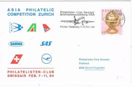 0924. Carta ZURICH (Suiza) 1984. Asia Philatelic Competition - Briefe U. Dokumente