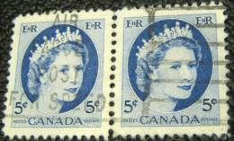 Canada 1954 Queen Elizabeth II 5c X2 -used - Oblitérés