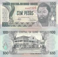 Guinea-Bissau P11, 100Pesos,carving, D Ramos / Banco Central Building - Guinee-Bissau