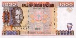 Guinea P37, 1,000 Francs, Girl,drum / Crane At Bauxite Mine $5CV - Guinée