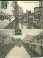 51 CPA Chalons Sur Marne 2 Cartes Canal De Nau Et Pont  Des Viviers - Châtillon-sur-Marne