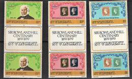 A5133 SAINT VINCENT 1979, SG 578-80, Rowland Hill Centenary, 2 Stamps Plus Vignette From Sheetlets MNH - St.Vincent (1979-...)