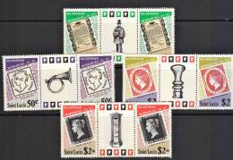 B0142 SAINT LUCIA 1979, SG 509-12, Rowland Hill Centenary, 2 Stamps Plus Vignette From Sheetlets P12 MNH - St.Lucie (1979-...)