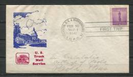 USA 1941 Cover Truck Mail Service First Trip - Marcofilie