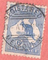 AUS SC #8 Used - 1913 Kangaroo And Map, W/perf Flt @ LR,  W/SON "REGISTERED / MELBOURNE / 15 AU 14", CV $30.00 - Gebraucht