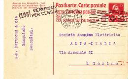 CARD STATIONERY 1917 CENSORED HELVETIA. - Annullamenti