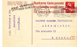 CARD STATIONERY 1917 CENSORED HELVETIA. - Postmarks