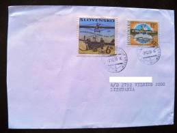 Cover Sent From Slovakia To Lithuania , Plane Avion Kvasza, Upu Post - Cartas & Documentos