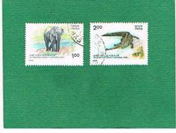 INDIA  -  SG 1224.1225 -  1986  / 50^ ANNIV.  CORBETT NATIONAL PARK: ANIMALS  (COMPLET SET OF 2  STAMPS)  -  USED - Gebraucht