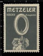 Old Original German Poster Stamp ( Cinderella, Reklamemarke Vignette) éléphant Elephant, Elefant,  METZELER AUTO TIRES - Elefanten