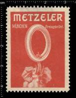 Old Original German Poster Stamp ( Cinderella, Reklamemarke Vignette) éléphant Elephant, Elefant,  METZELER AUTO TIRES - Elefanten